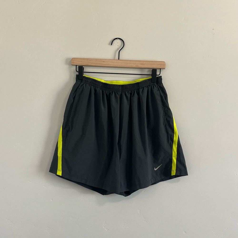 Nike | Gray & Neon Green Running Shorts
